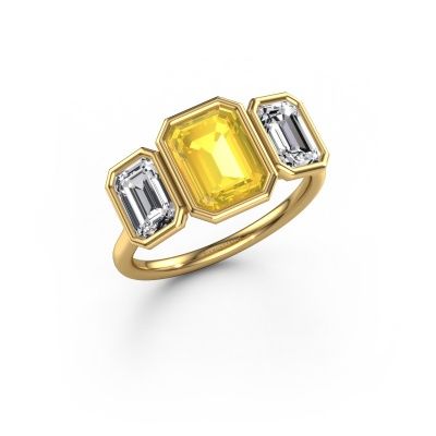 Bague de fiançailles Lavon 3 EME 585 or jaune saphir jaune 8x6 mm