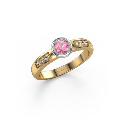 Verlovingsring Lieke 585 goud roze saffier 4 mm