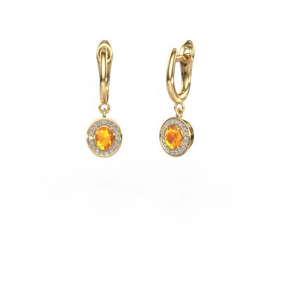 Drop earrings Nakita 585 gold citrin 5x4 mm