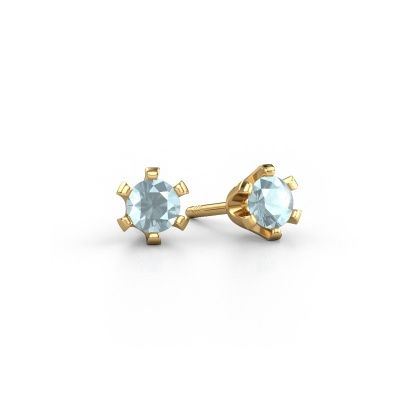 Stud earrings Shana 585 gold aquamarine 4 mm