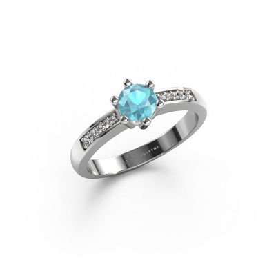 Bague de fiançailles Luna 2 950 platine topaze bleue 5 mm