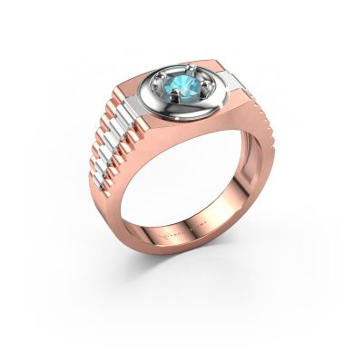 Men's ring Edward 585 rose gold blue topaz 4.7 mm