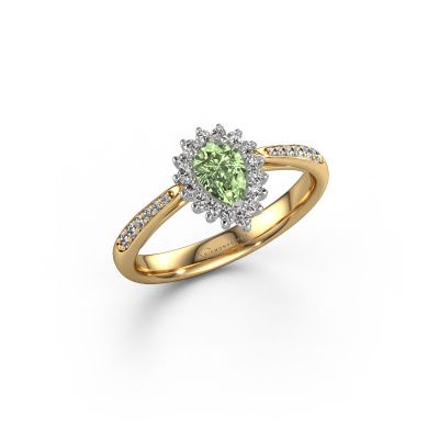 Engagement ring Tilly per 2 585 gold green lab grown diamond 6x4 mm