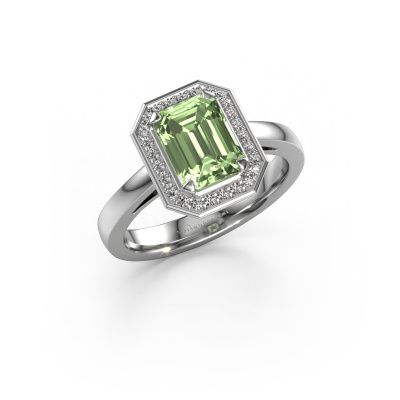 Engagement ring Dodie 1 eme 950 platinum green lab grown diamond 8x6 mm