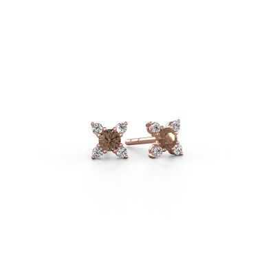 Boucles d'oreilles Nina 585 or rose diamant brun 0.40 crt
