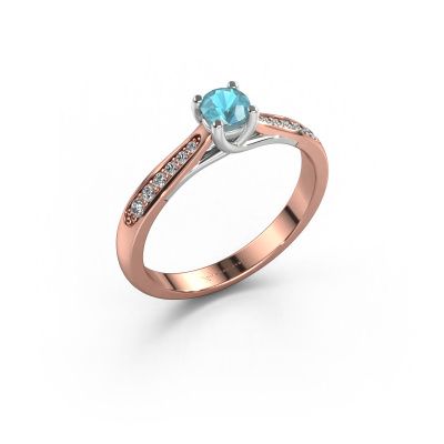 Bague de fiançailles Mia 2 585 or rose topaze bleue 5 mm