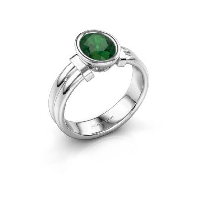 Ring Gerda 925 silver emerald 8x6 mm