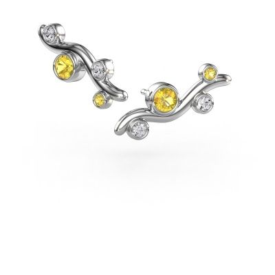 Clous d'oreilles Jin 585 or blanc saphir jaune 4 mm