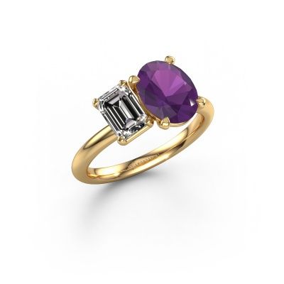Engagement ring Toi et Moi OVL-EME 585 gold amethyst 9x7 mm
