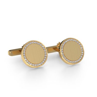 Boutons de manchettes Sergei 585 or jaune diamant 0.48 crt