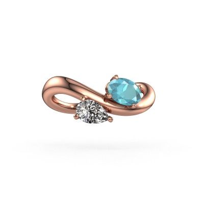 Bague de fiançailles Chloe OVL-PER 585 or rose topaze bleue 6.5x4.5 mm