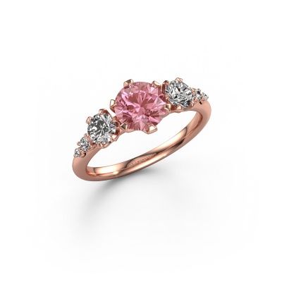 Engagement ring Aniek RND 585 rose gold pink lab grown diamond 6.5 mm