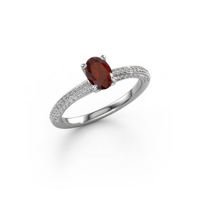 Engagement ring Elenore ovl 950 platinum garnet 6.5x4.5 mm