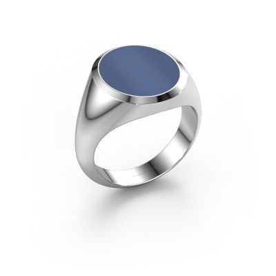 Chevalière Herman 5 585 or blanc nicolo bleue 15x13 mm