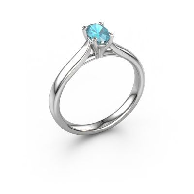 Verlobungsring Mignon ovl 1 950 Platin Blau Topas 8x6 mm