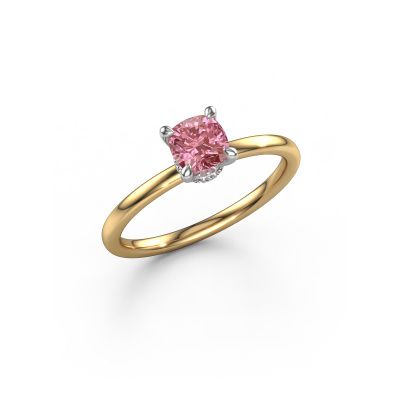 Engagement ring Crystal CUS 3 585 gold pink lab grown diamond 5 mm