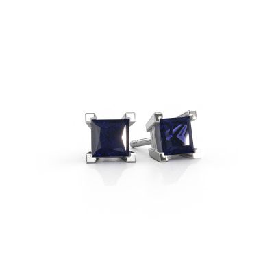 Clous d'oreilles Ariane 585 or blanc saphir 5 mm