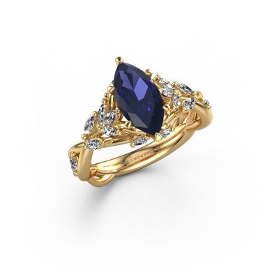 Engagement ring Samantha MRQ 585 gold sapphire 11x5.5 mm