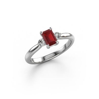 Bague de fiançailles Lieselot EME 585 or blanc rubis 6x4 mm