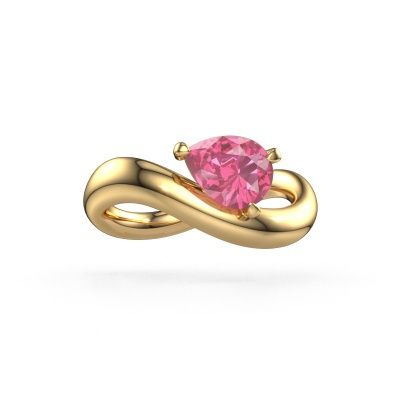 Bague de fiançailles Chloe PER 585 or jaune saphir rose 8x6 mm