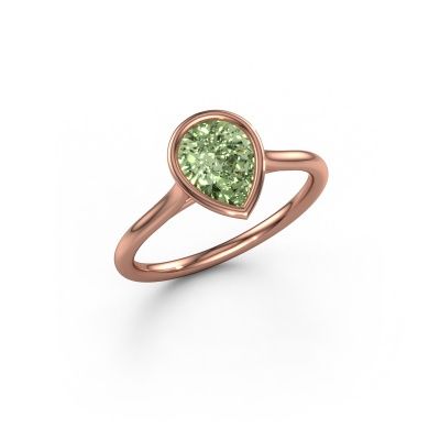 Engagement ring Lavon Per 585 rose gold green lab grown diamond 8x6 mm