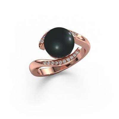 Bague Dedra 585 or rose perle noire 9 mm