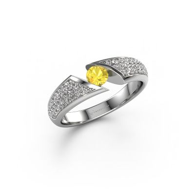 Bague Hojalien 3 585 or blanc saphir jaune 4 mm
