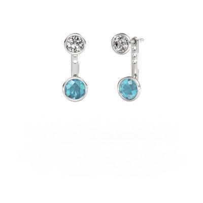 Boucles d'oreilles Halle 585 or blanc topaze bleue 6 mm