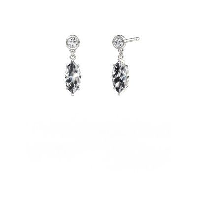 Pendants d'oreilles Lacey MRQ 585 or blanc diamant synthétique 2.20 crt