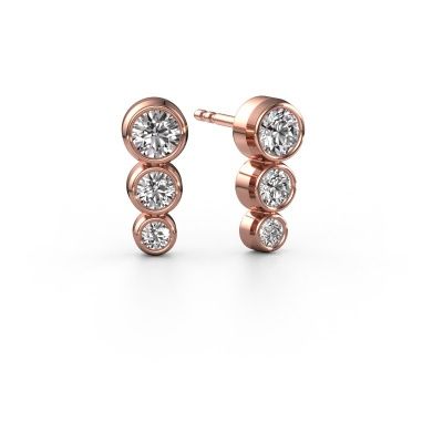 Clous d'oreilles Linda 585 or rose diamant synthétique 0.36 crt
