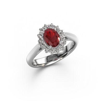Engagement ring Margien 1 585 white gold ruby 7x5 mm