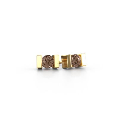 Clous d'oreilles Lieve 585 or jaune diamant brun 0.40 crt