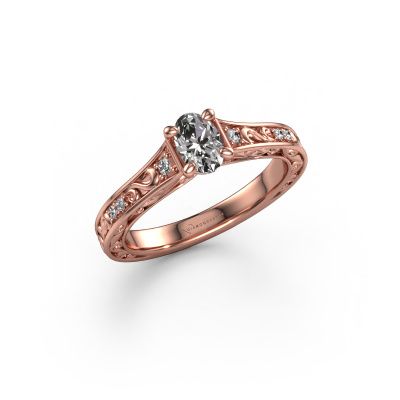 Bague de fiançailles Mallory OVL 585 or rose diamant 0.40 crt