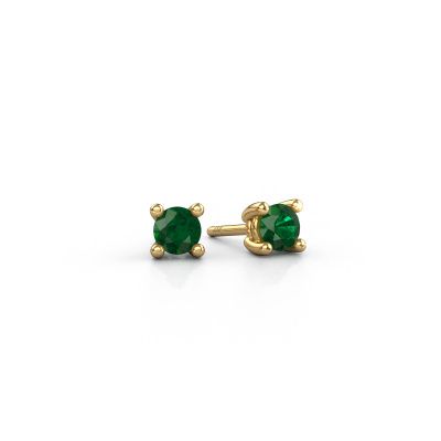Stud earrings Sam RND 585 gold emerald 4.2 mm