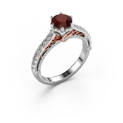 Engagement ring Venita 585 white gold garnet 6.5 mm