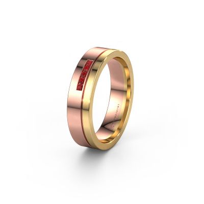 Wedding ring WH0307L15AP 585 rose gold ruby ±5x1.7 mm