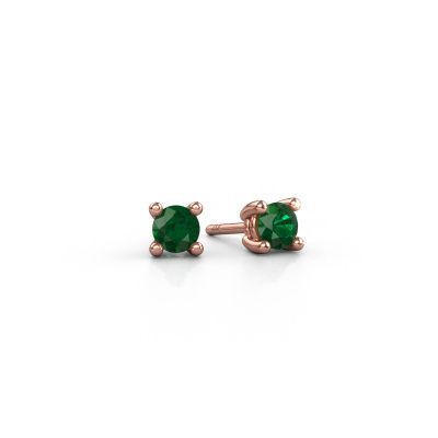 Stud earrings Sam RND 585 rose gold emerald 4.2 mm