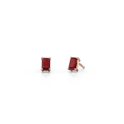 Clous d'oreilles Sam RAD 585 or rose rubis 6x4 mm