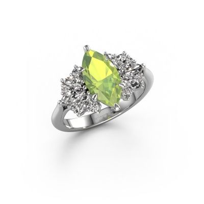 Engagement ring Jaimie 950 platinum peridot 12x6 mm