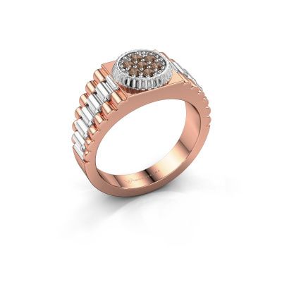 Heren ring Nout 585 rosé goud bruine diamant 0.21 crt