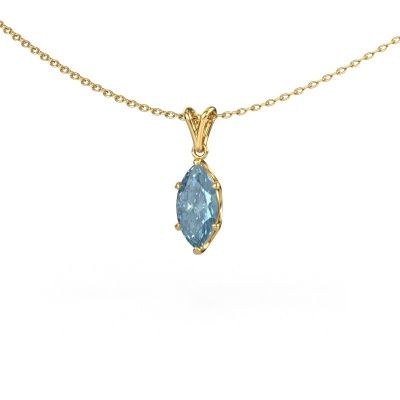 Pendant Sam MRQ 585 gold blue lab grown diamond 10x5 mm