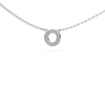 Pendant Round 2 585 white gold zirconia 0.8 mm