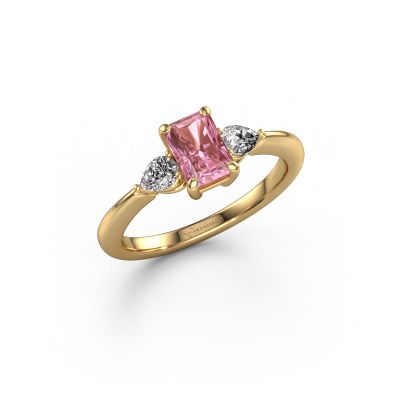 Engagement ring Chanou RAD 585 gold pink lab grown diamond 6.5x4.5 mm