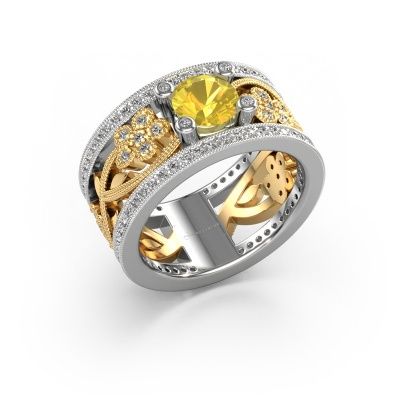 Ring Severine 585 Weißgold Gelb Saphir 6 mm