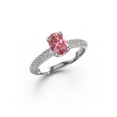 Engagement ring Morane OVL 585 white gold pink lab grown diamond 7,5x5,5 mm