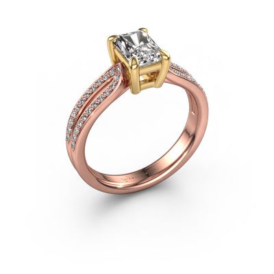 Engagement ring Antonia rad 2 585 rose gold custom diamond 7x5 mm