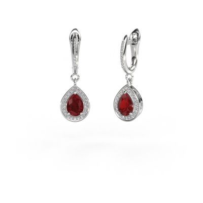 Drop earrings Ginger 2 585 white gold ruby 7x5 mm