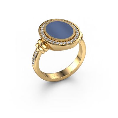 Signet ring Servie 2 585 gold blue sardonyx 12x10 mm