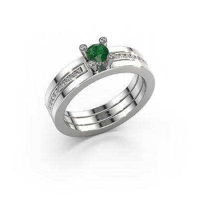 Engagement ring Alisha 585 white gold emerald 4 mm