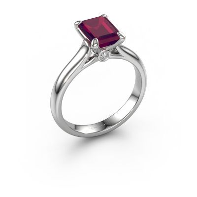 Bague de fiançailles Valorie eme 1 585 or blanc rhodolite 9x7 mm